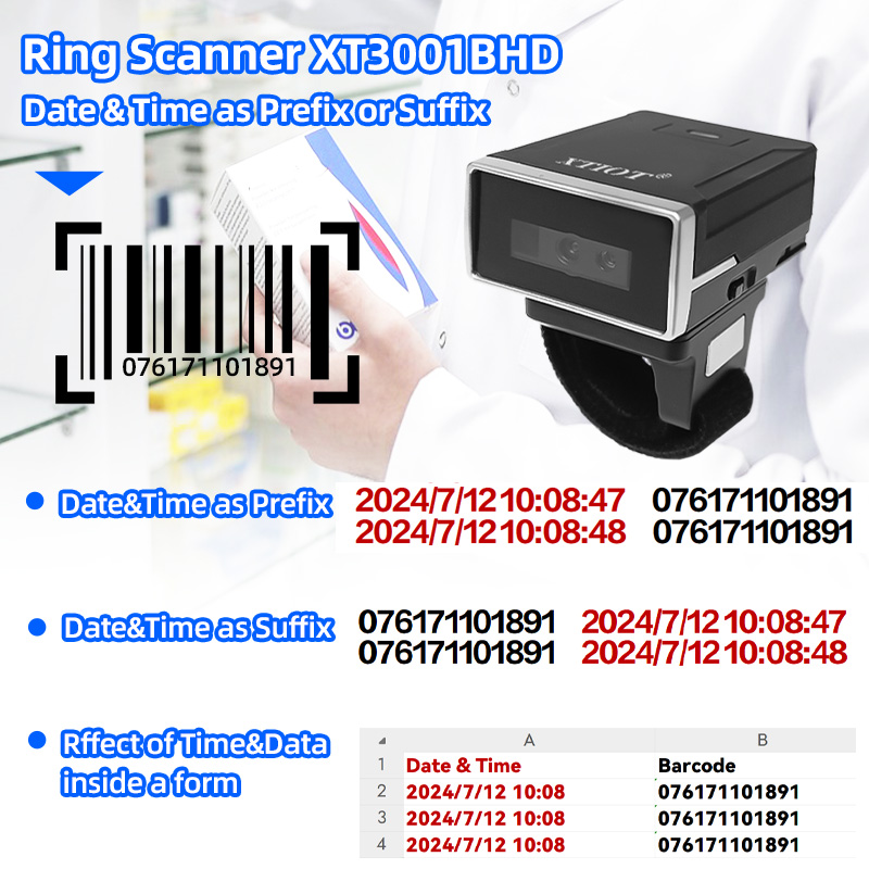 XT3001BHD XTIOT Bluetooth Lightweight Wireless Barcode Scanner Enables Hands-Free Scanning For Mobile
